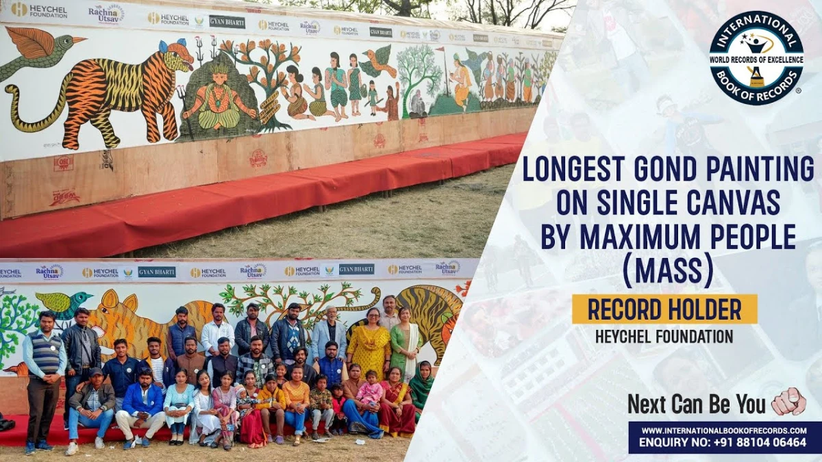 Longest Gond Painting on Single Canvas by Maximum People - HEYCHEL FOUNDATION