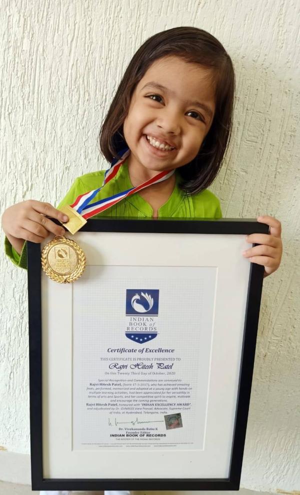 Rajvi Hitesh Patel Indian Excellency Award